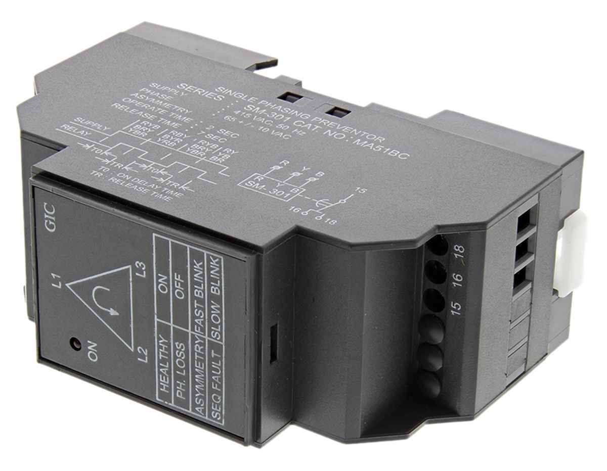 GIC DIN Rail Voltage Monitoring Relay, Maximum of 5A, 3 Phase, SPDT