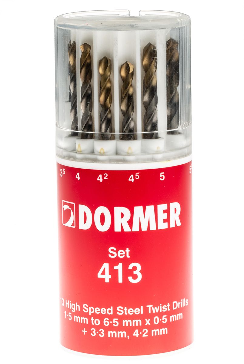 Dormer 13 Piece Multi-Material Twist Drill Bit Set, 1.5mm to 6.5mm