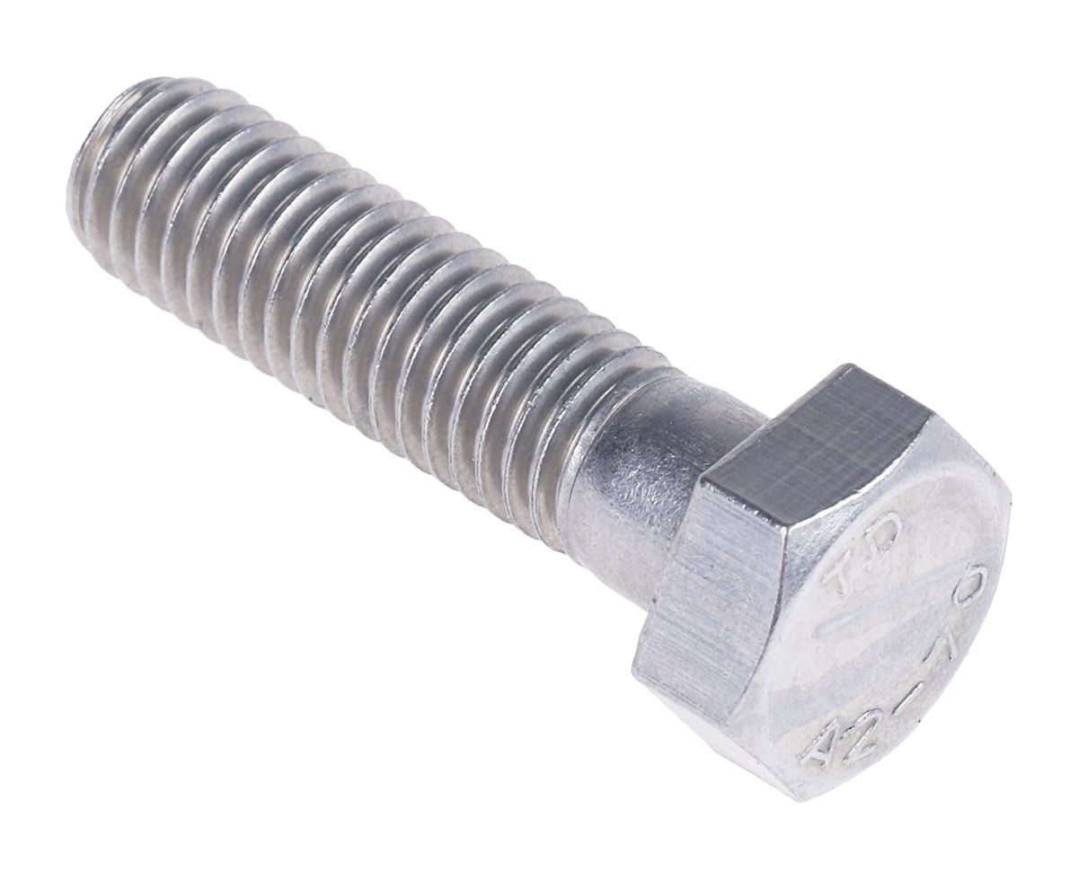 Plain Stainless Steel, Hex Bolt, M8 x 30mm | RS