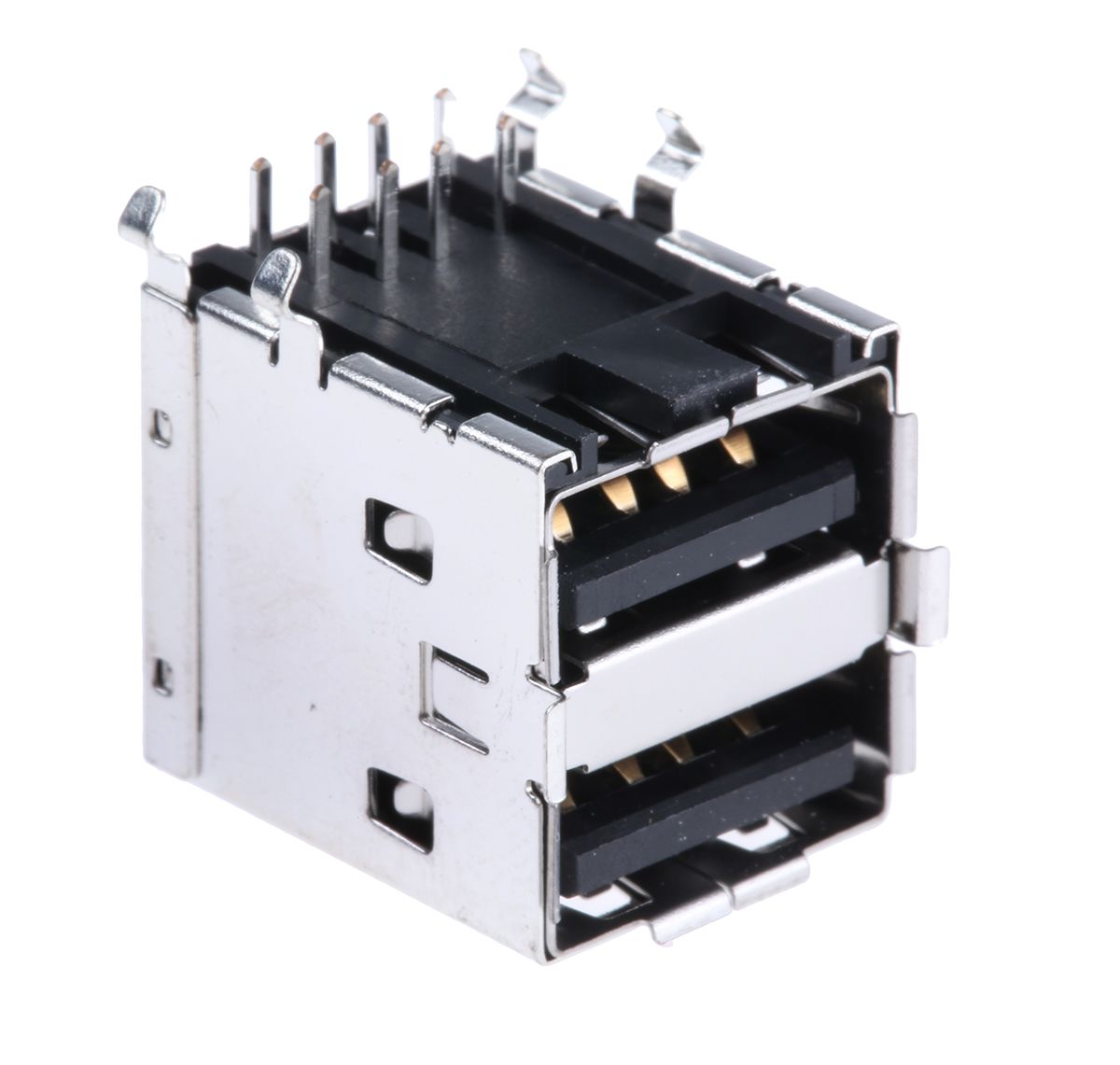 Conector USB Molex 67298-3091, Hembra, 2 puertos, Ángulo de 90° , Orificio Pasante, 30,0 V., 1.5A 67298