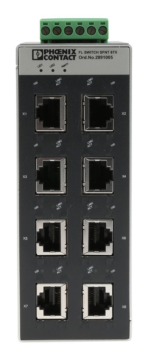 2891005 | Phoenix ContactFL SWITCH SFNT 8TX Series DIN Rail Mount ...