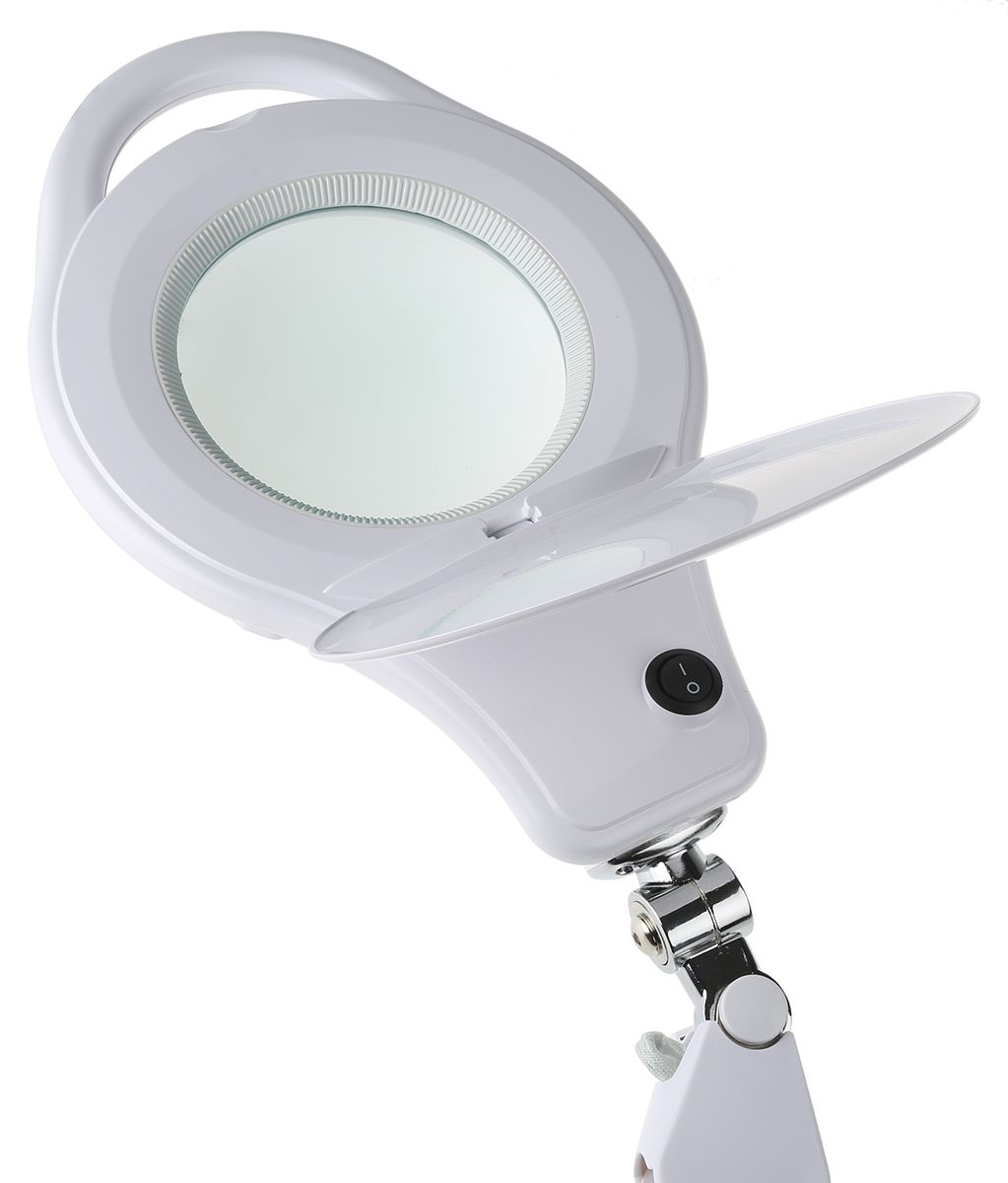 RS PRO LED Magnifying Lamp with Table Clamp Mount, 3 dpt, 5 dpt, 125mm ...