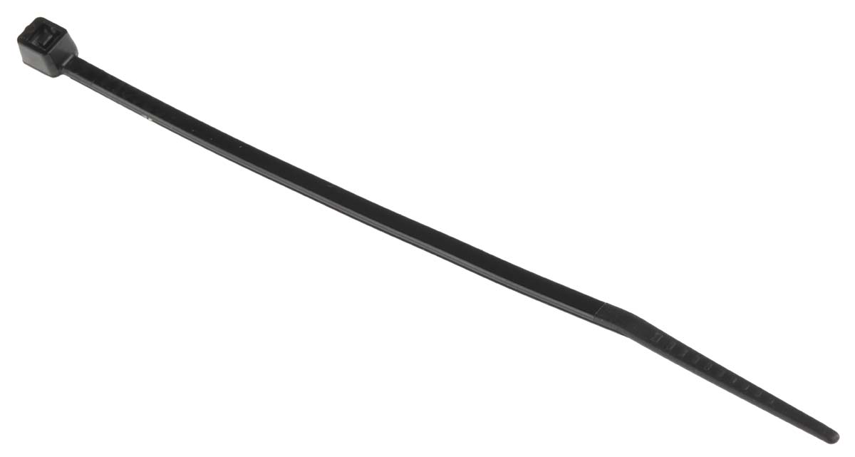 RS PRO Black Nylon Heat Stabilised Cable Tie, 100mm x 2.5 mm