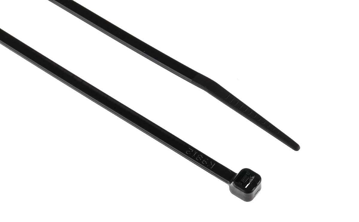 RS PRO Black Nylon Heat Stabilised Cable Tie, 150mm x 3.6 mm