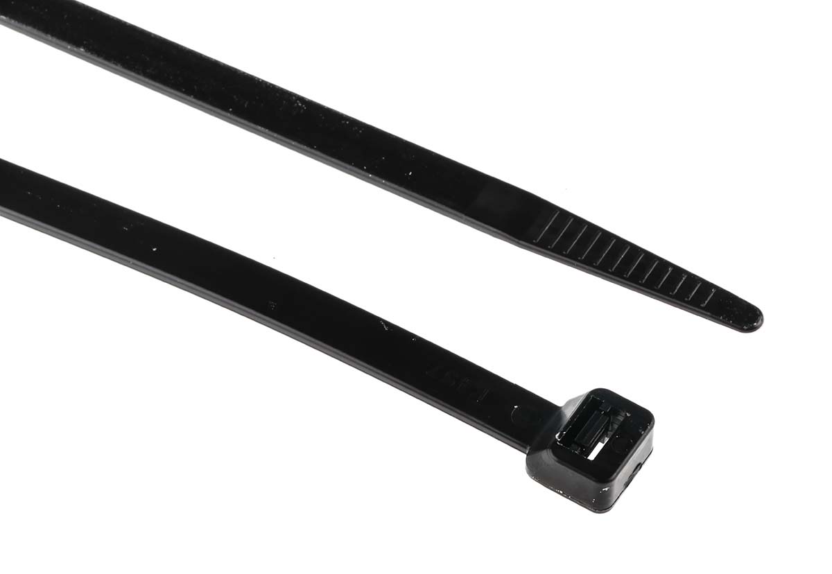 RS PRO Black Nylon Cable Tie, 300mm x 7.6 mm