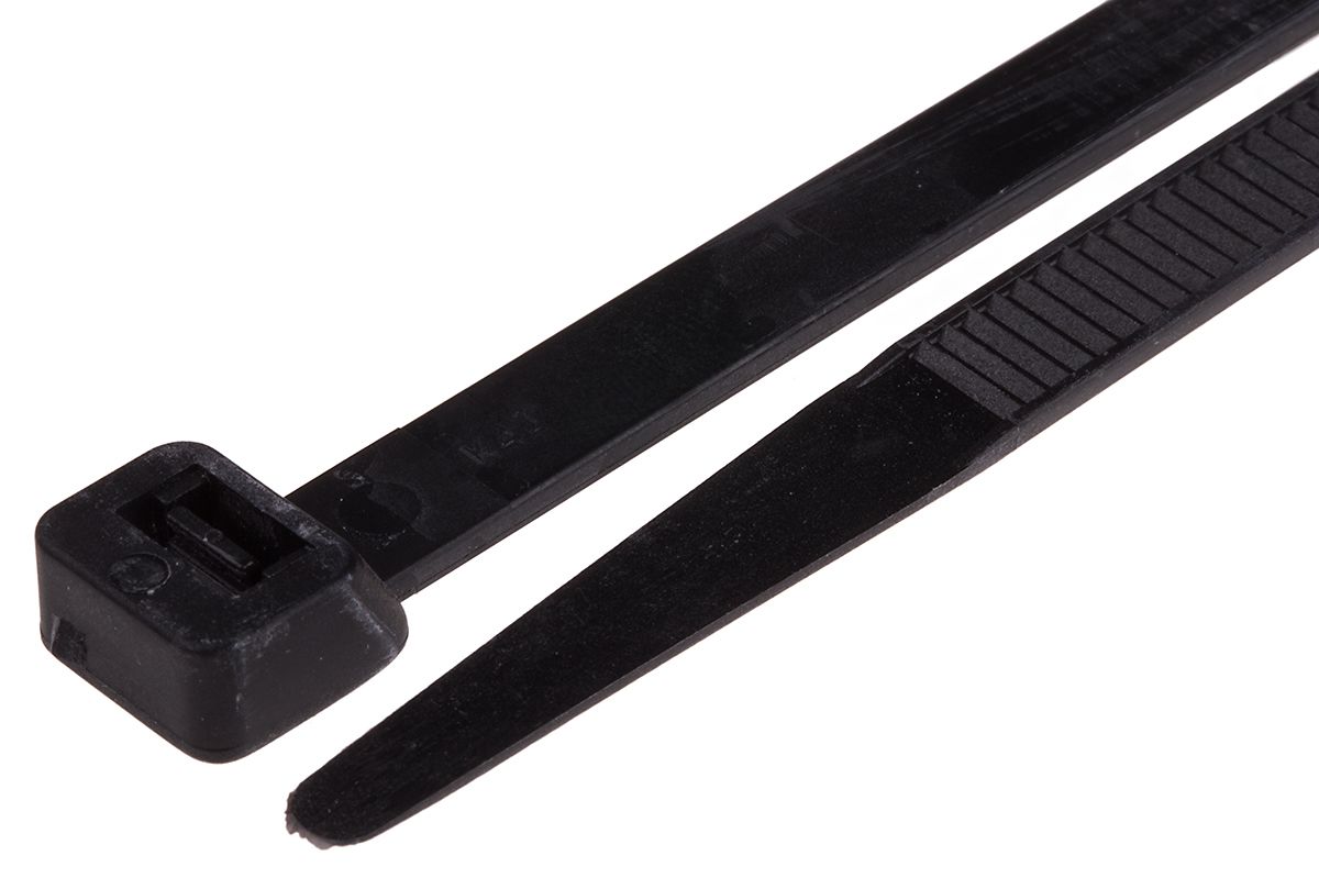 RS PRO Black Nylon Flame Retardant Cable Tie, 380mm x 7.6 mm