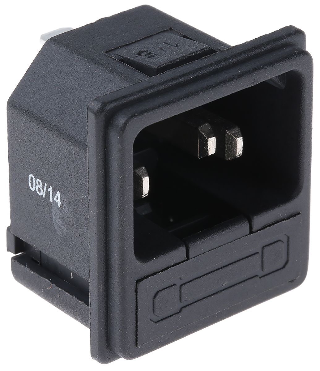 RS PRO C14 Snap-In IEC Connector Male, 10A, 250 V, Fuse Size 5 x 20mm