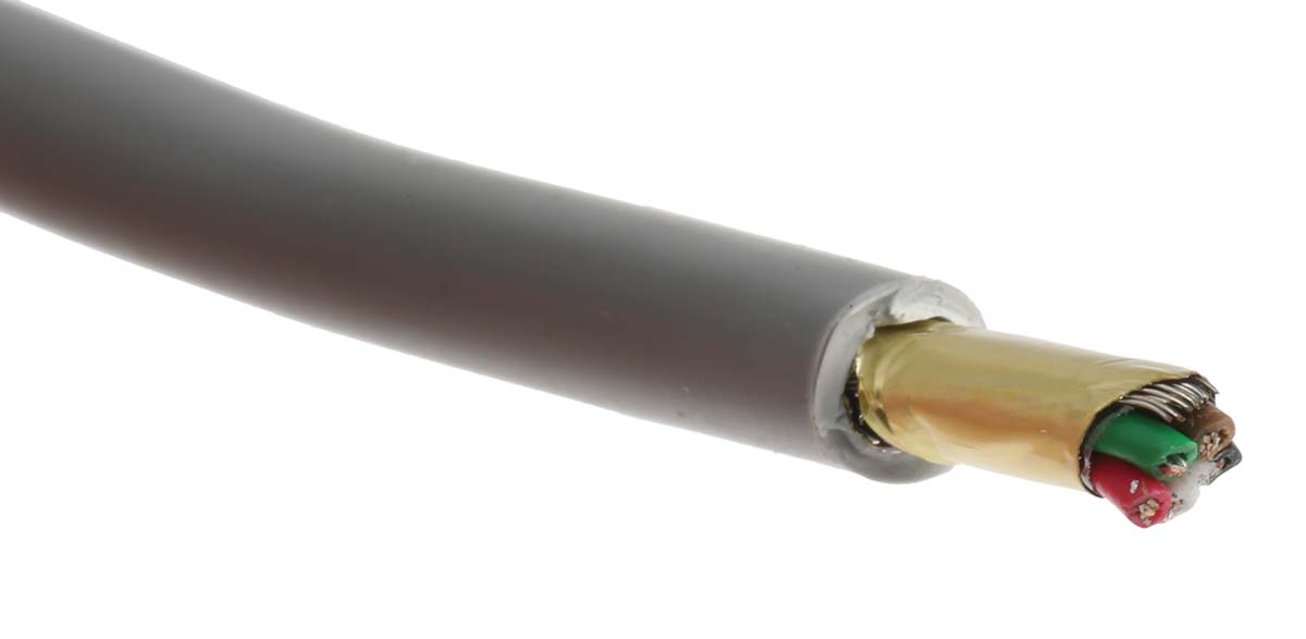 RS PRO Screened Multicore Data Cable, 0.22 mm², 24 AWG, 100m, Grey Sheath