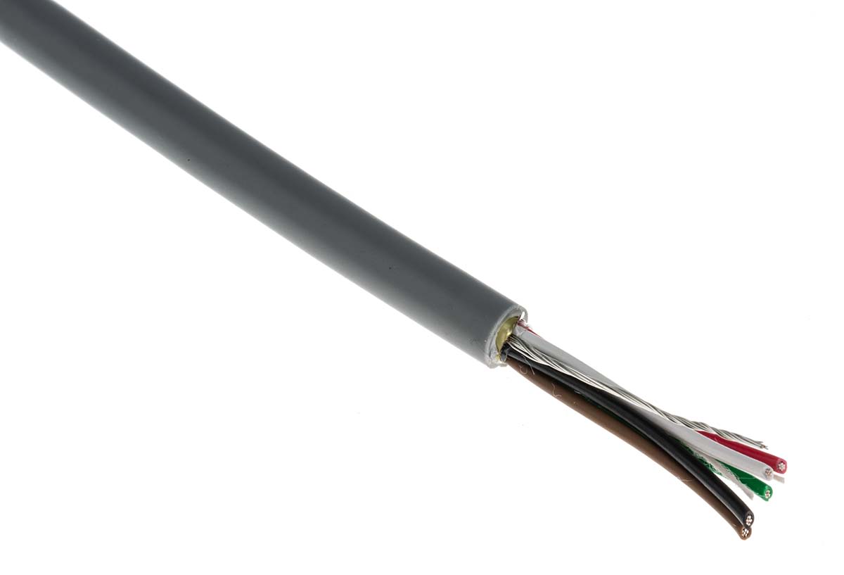 RS PRO Screened Multicore Data Cable, 0.22 mm², 24 AWG, 500m, Grey Sheath