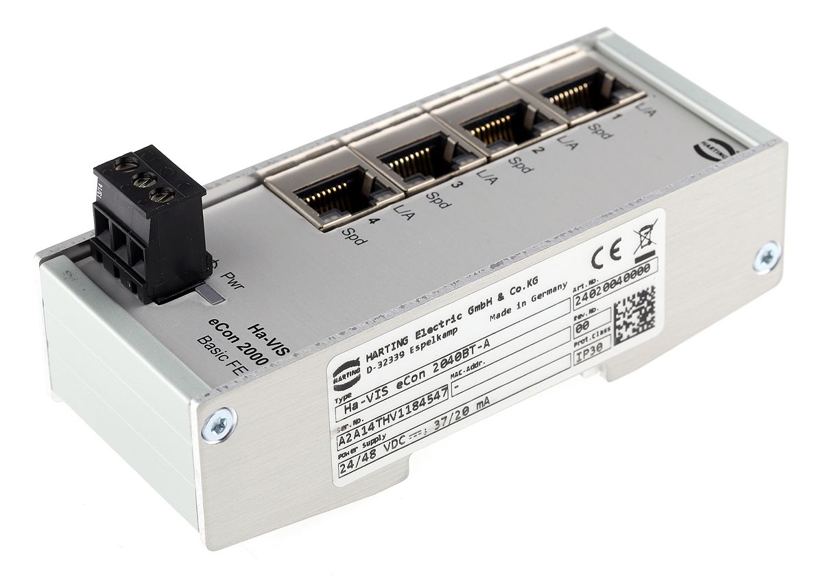 Ethernetový přepínač4 RJ45 porty montáž na lištu DIN 10 Mbit/s, 100 Mbit/s Harting