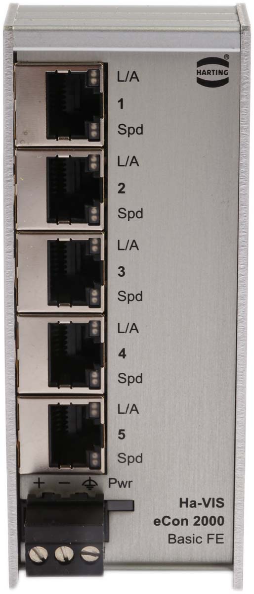 Harting DIN Rail Mount Ethernet Switch, 5 RJ45 Ports, 10/100Mbit/s Transmission, 24V dc