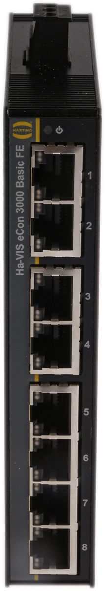 Harting DIN Rail Mount Ethernet Switch, 8 RJ45 Ports, 10/100Mbit/s Transmission, 48V dc