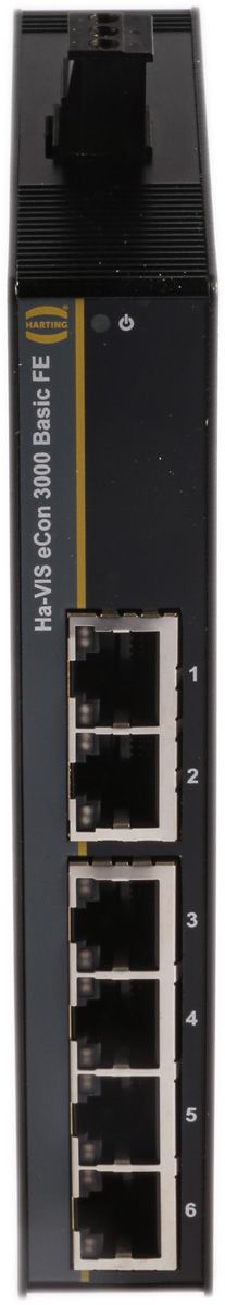 HartingeCon 3000 Series DIN Rail Mount Ethernet Switch, 6 RJ45 Ports, 10/100Mbit/s Transmission, 48V dc