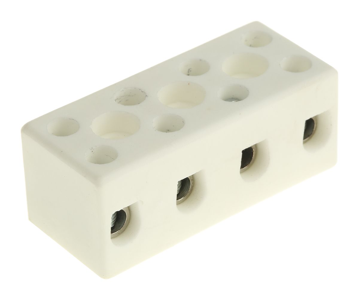 RS PRO 4-Way Non-Fused Terminal Block, 15 → 57A, Screw Down Terminals ...