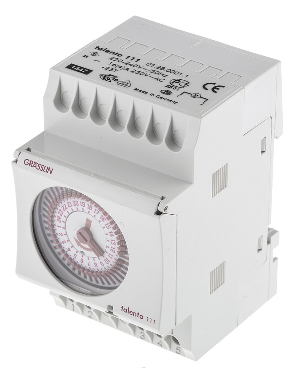 01.28.0001.1 1 Channel Analogue DIN Rail Time Switch Measures Hours