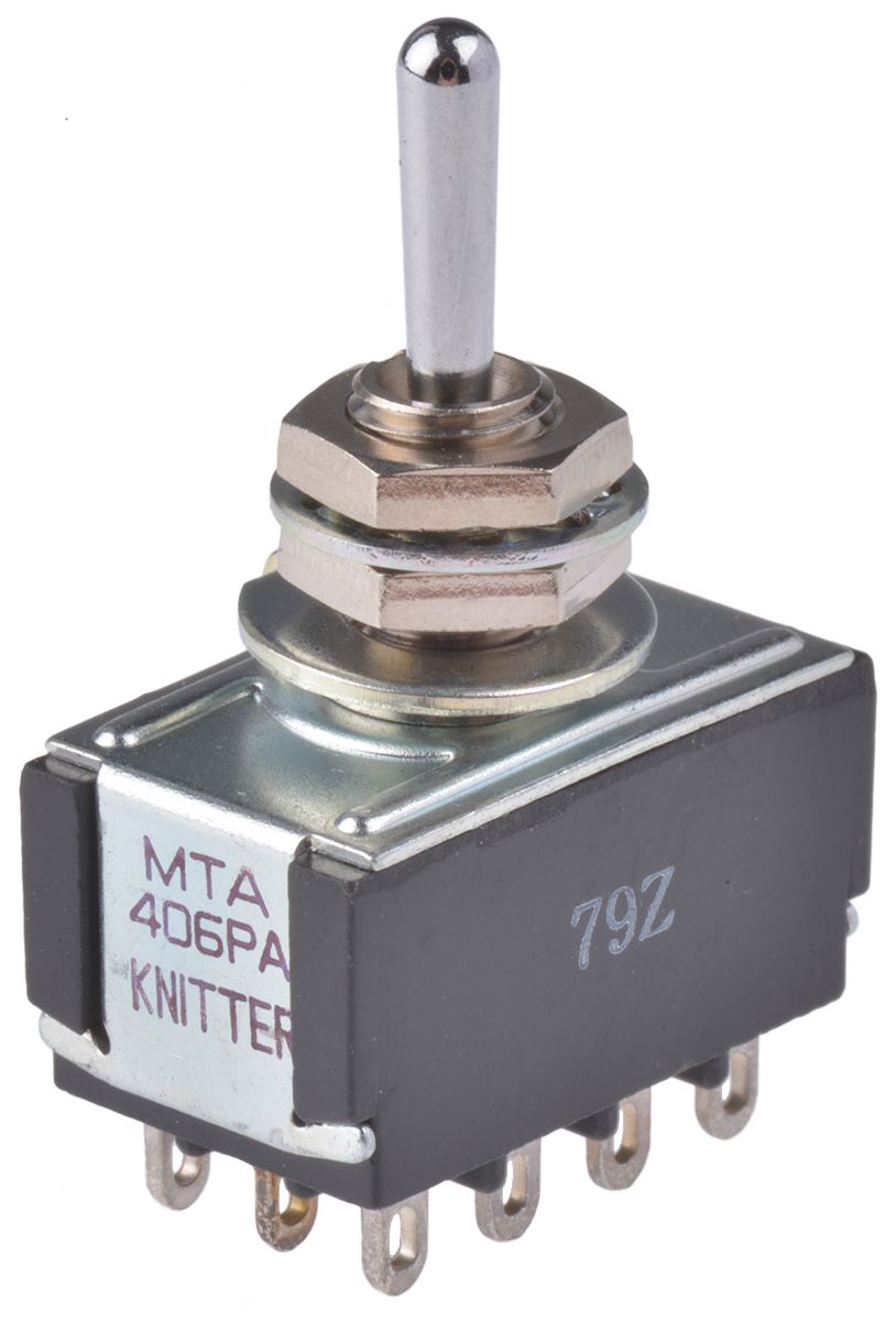 KNITTER-SWITCH Toggle Switch, Panel Mount, On-On-On, 4PDT, Solder Terminal