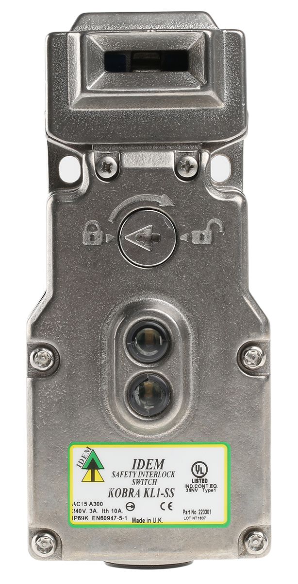 IDEM KL1-SS Series Solenoid Interlock Switch, Power to Unlock, 24V ac/dc