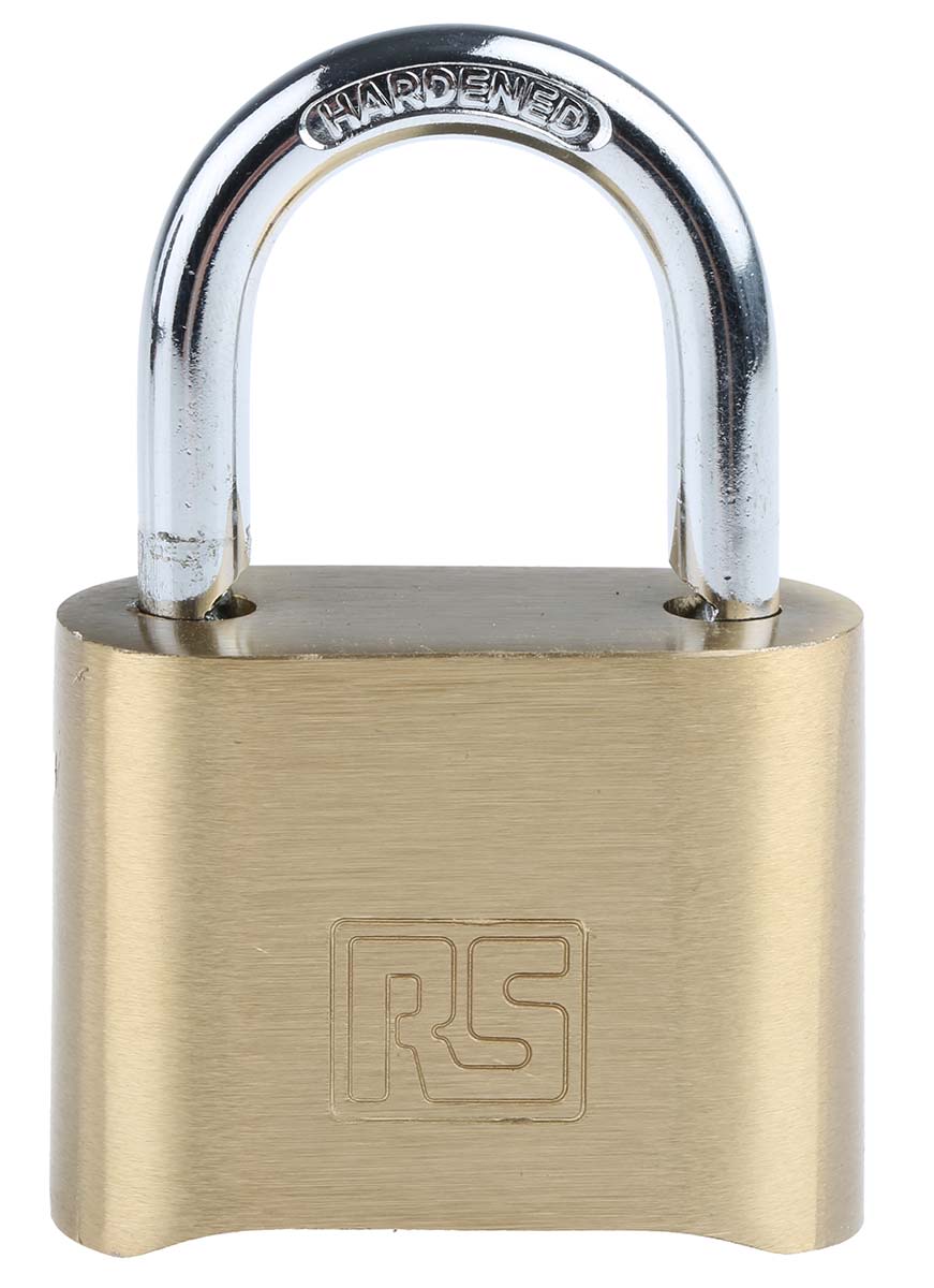 RS PRO Combination Weatherproof Brass Combination Padlock, 7mm Shackle