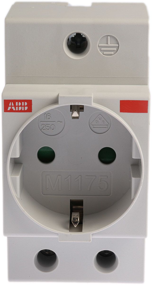 ABB Grey 1 Gang Plug Socket, 16A, Type F - German Schuko, Indoor Use