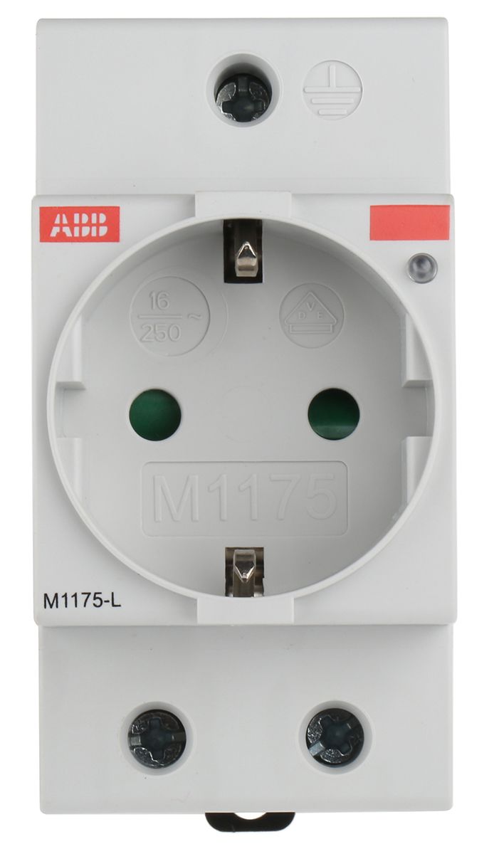 ABB White 1 Gang Plug Socket, 16A, Type F - German Schuko, Indoor Use