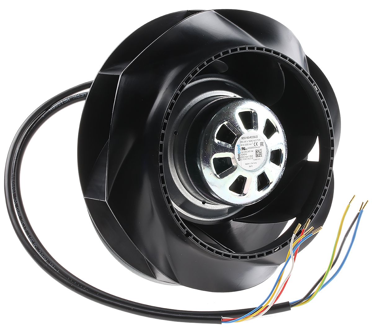 ebm-papst RadiCal Series Centrifugal Fan, 230 V ac, 735m³/h, AC Operation, 190 (Dia.) x 71.4mm