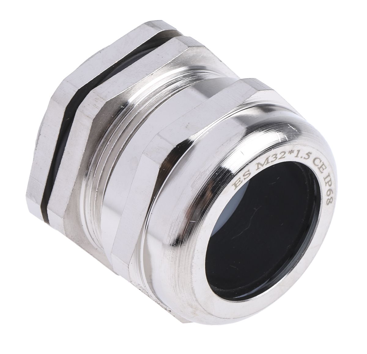 RS PRO Metallic Nickel Plated Brass Cable Gland, M32 Thread, 15mm Min, 22mm Max, IP68