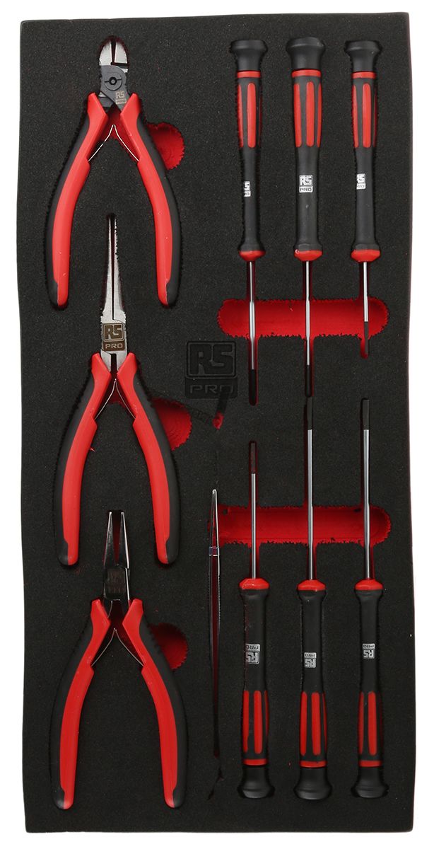 RS PRO 10 Piece Electronics Tool Kit with Foam Inlay