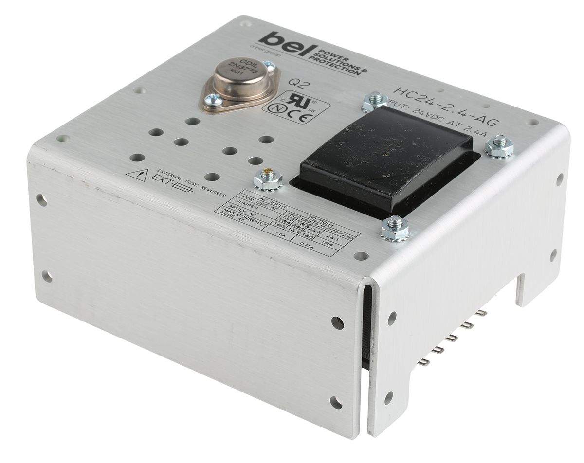 BEL POWER SOLUTIONS INC Open Frame Linear Power Supply, 100 → 264V ac Input, 24V Output, 2.4A Output, 57.6W