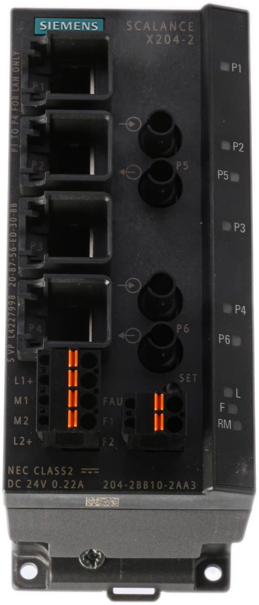 Siemens X204-2 Ethernet-Switch, 4 x RJ45 / 10/100Mbit/s für DIN-Schienen, 24V dc