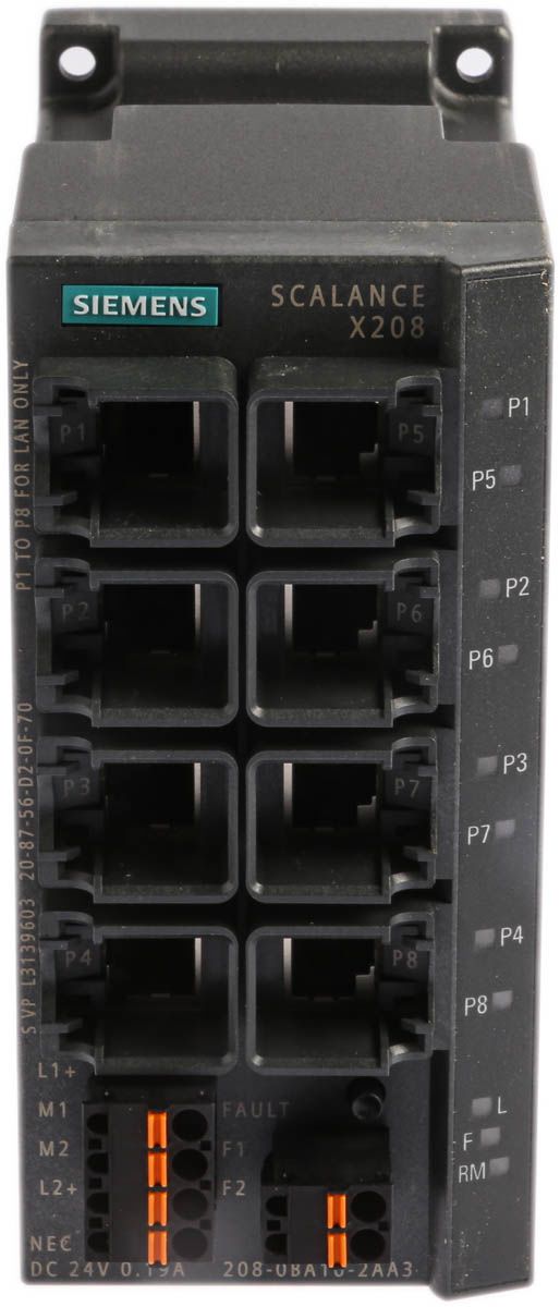 Switch Ethernet 8 Ports RJ45, 10/100Mbit/s, montage Rail DIN, mur