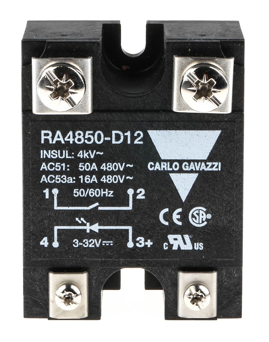 RA4850D12 Carlo Gavazzi Panel Mount Solid State Relay, 50 A Max
