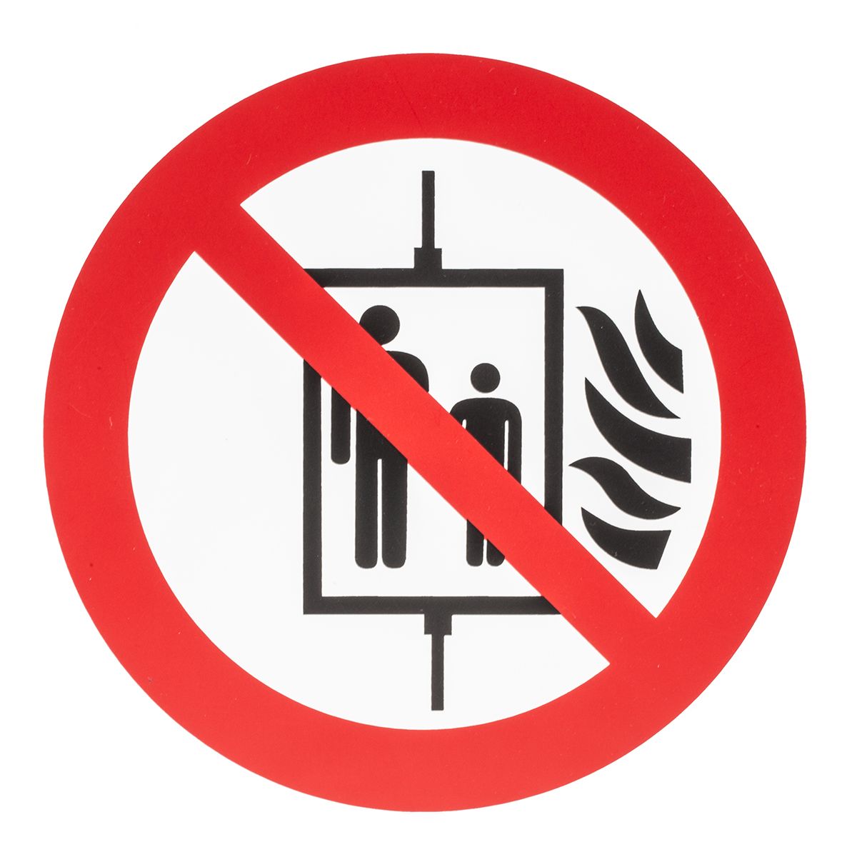 Plastic Do Not Use Lift in the Event of Fire Prohibition Sign, None