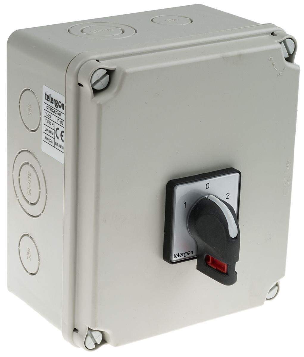 RS PRO 2P Pole Isolator Switch 32A Maximum Current, 15kW Power Rating