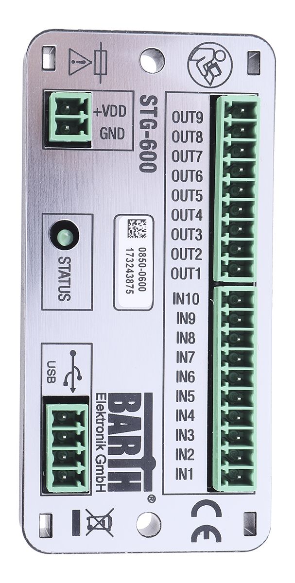 BARTH lococube mini-PLC PLC I/O Module - 10 Inputs, 8 Outputs, Mosfet, Solid State, For Use With STG-600, Computer