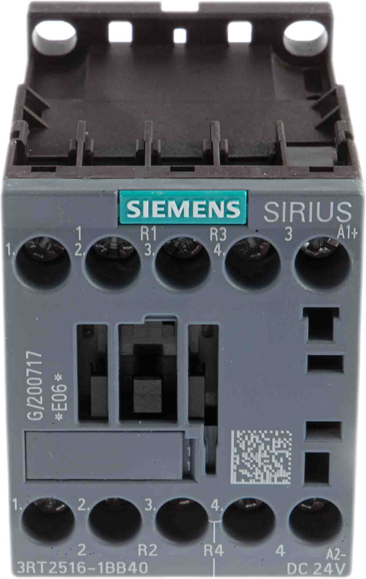 Siemens 3RT2 Leistungsschütz, 4 -polig , 24 V dc Spule / 9 A, 4 kW, 400 V ac, 2 Schließer + 2 Öffner, SIRIUS Innovation