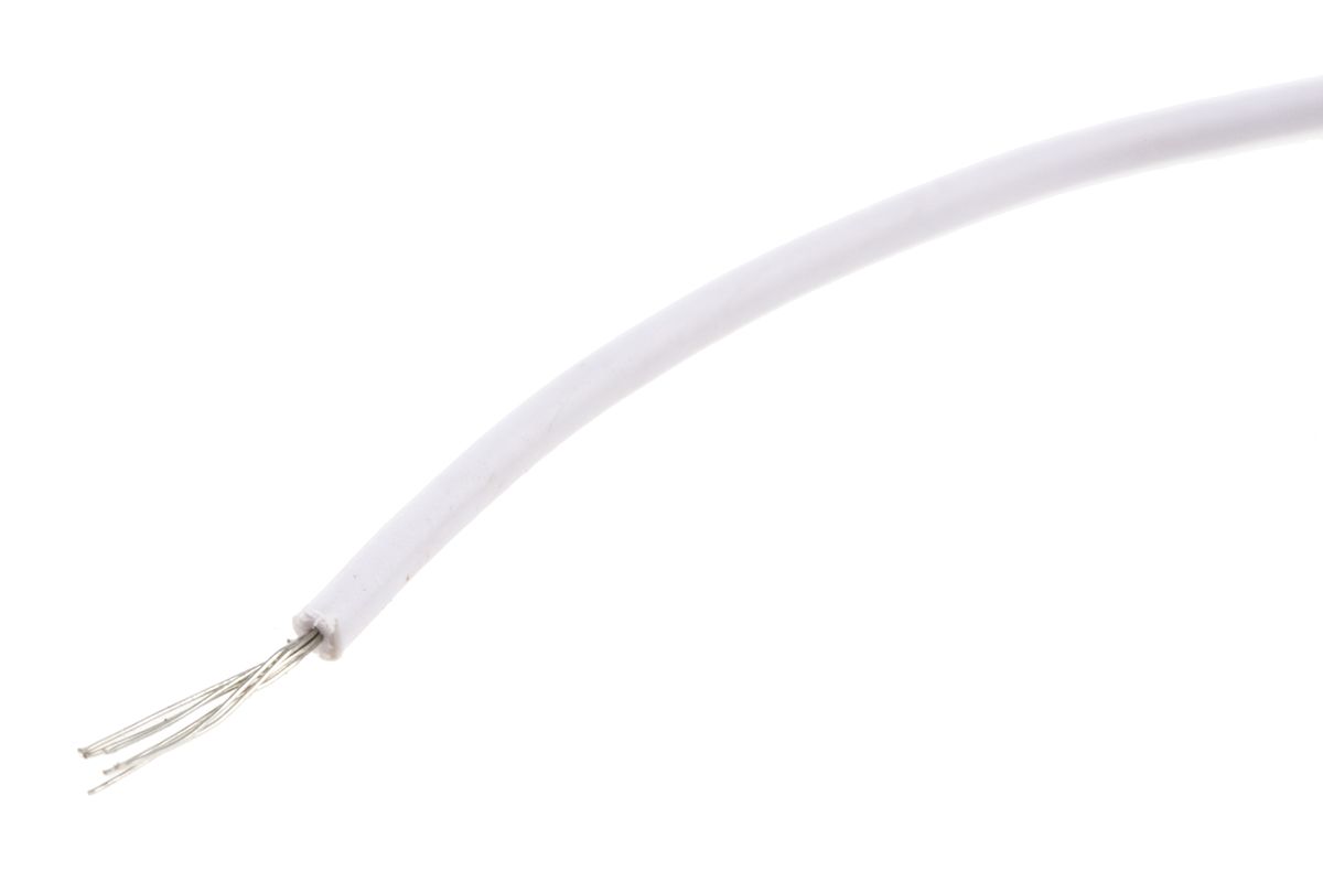 RS PRO White 0.33 mm² Hook Up Wire, 22 AWG, 7/0.12 mm, 100m, MPPE ...