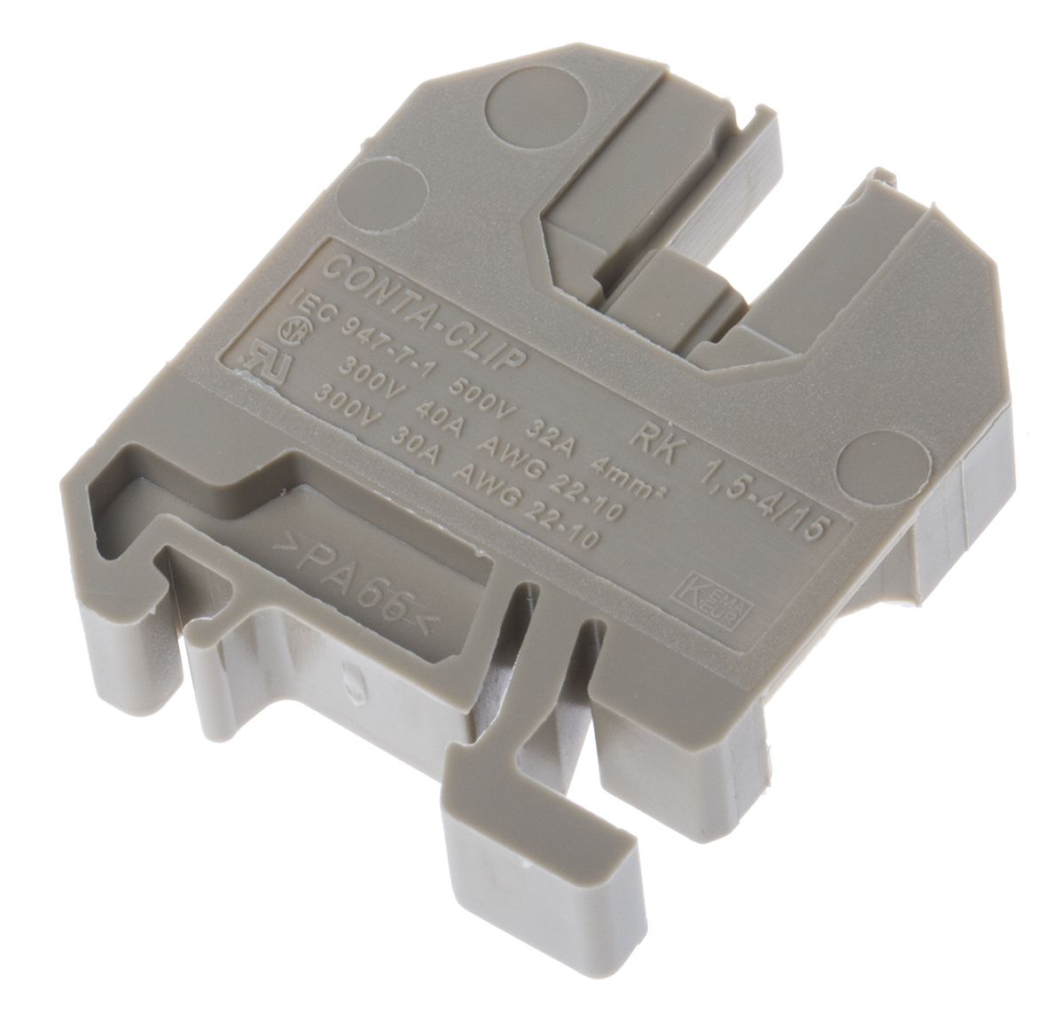 RS PRO Beige Feed Through Terminal Block, Single level, 500 V RS