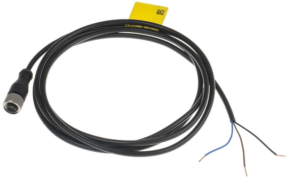 RS PRO Straight Female M12 to Unterminated Sensor Actuator Cable, 3 Core, PUR, 2m