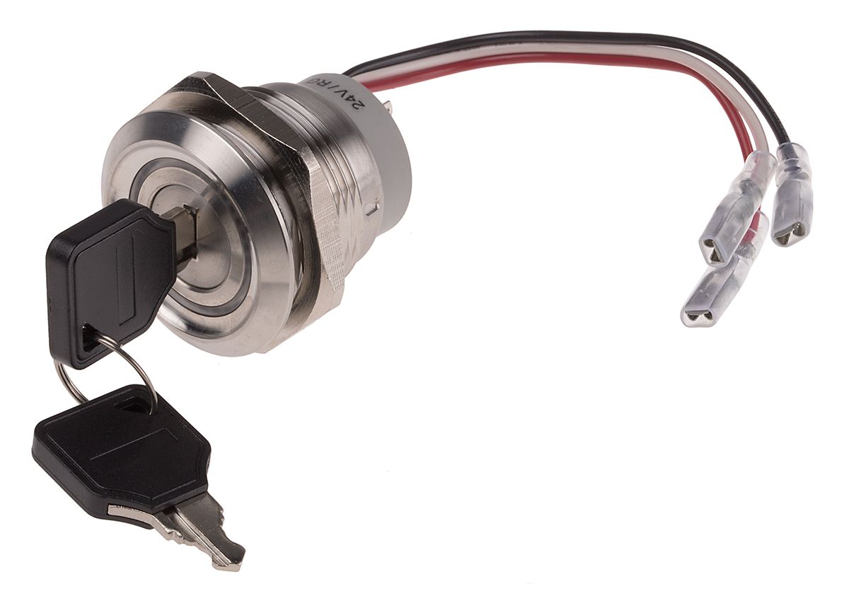 IP40 Key Switch, Double Pole Double Throw (DPDT), 5 A 3Way RS
