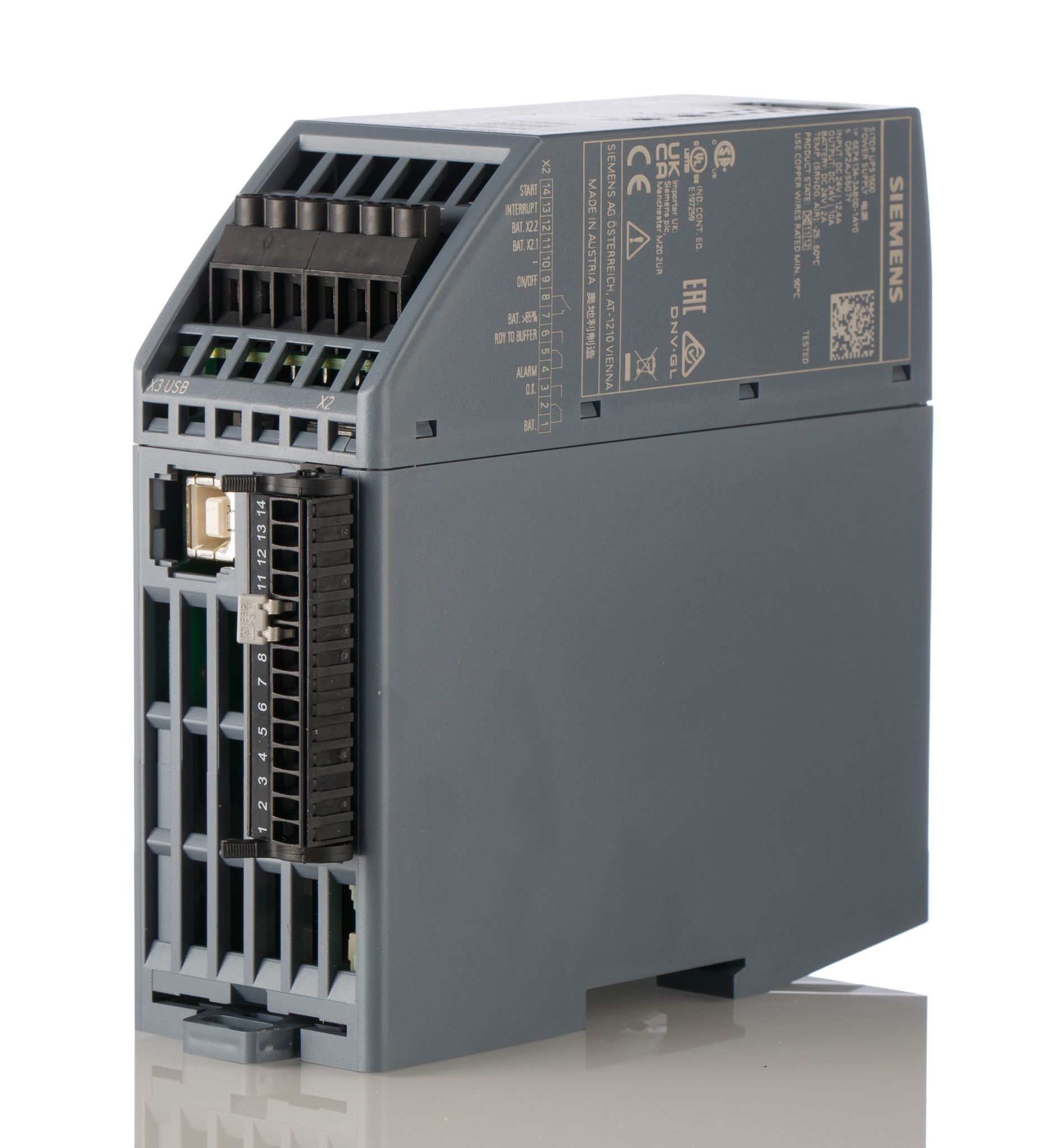 Siemens SITOP UPS1600 Switch Mode DIN Rail Power Supply 24V dc Input, 24V dc Output, 10A 240W