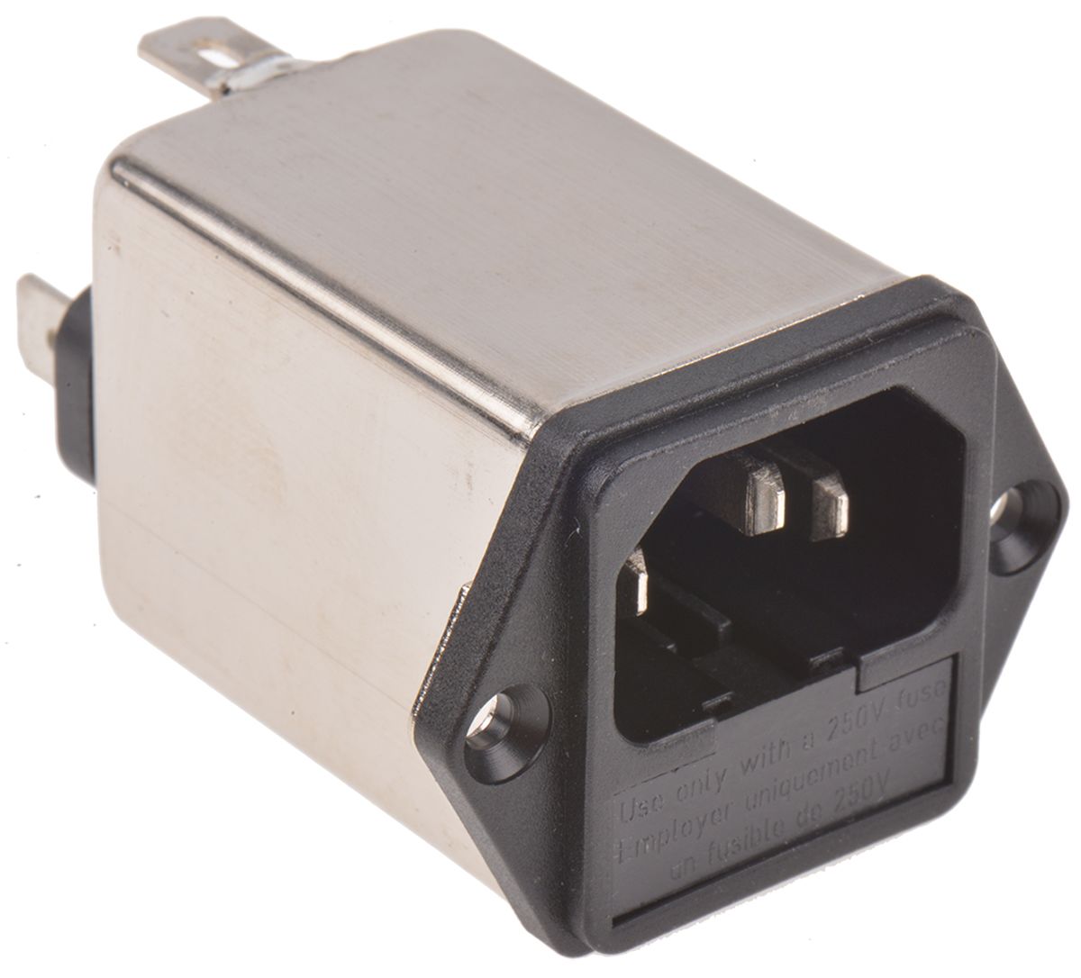 TE Connectivity 10A, 250 V ac Male Flange Mount IEC Filter 3-1609115-3, Spade 2 Fuse