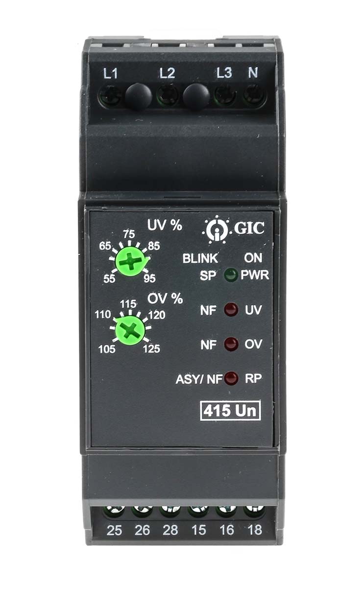 GIC Phase, Voltage Monitoring Relay, 47 → 53Hz, 3 Phase, DPDT