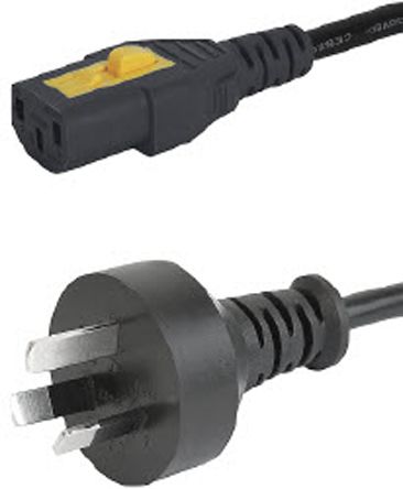 Schurter Netzkabel, A IEC C13 / Female, B AS/NZS 3112 / Male, 10 A, 2m Schwarz,  250 V