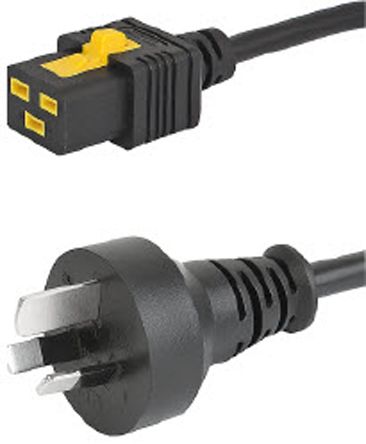 Schurter Netzkabel, A IEC C19 / Female, B AS/NZS 3112 / Male, 16 A, 2m Schwarz,  250 V