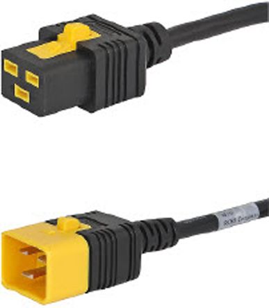 Schurter Netzkabel, A IEC C19 / Female, B IEC C20 / Male, 16 A, 2m Schwarz 250 V