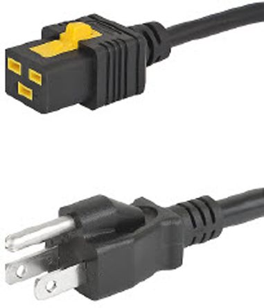 Cable de alimentación Schurter Negro de 2m, con. A IEC C19, hembra, con. B Japonés de 3 contactos, macho, 125 (CSA) V