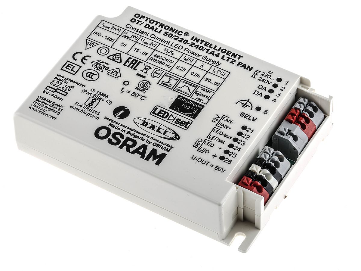 Driver de LED Osram,sortie 15 → 54V 1.4A, 55W, , gradable, IP20