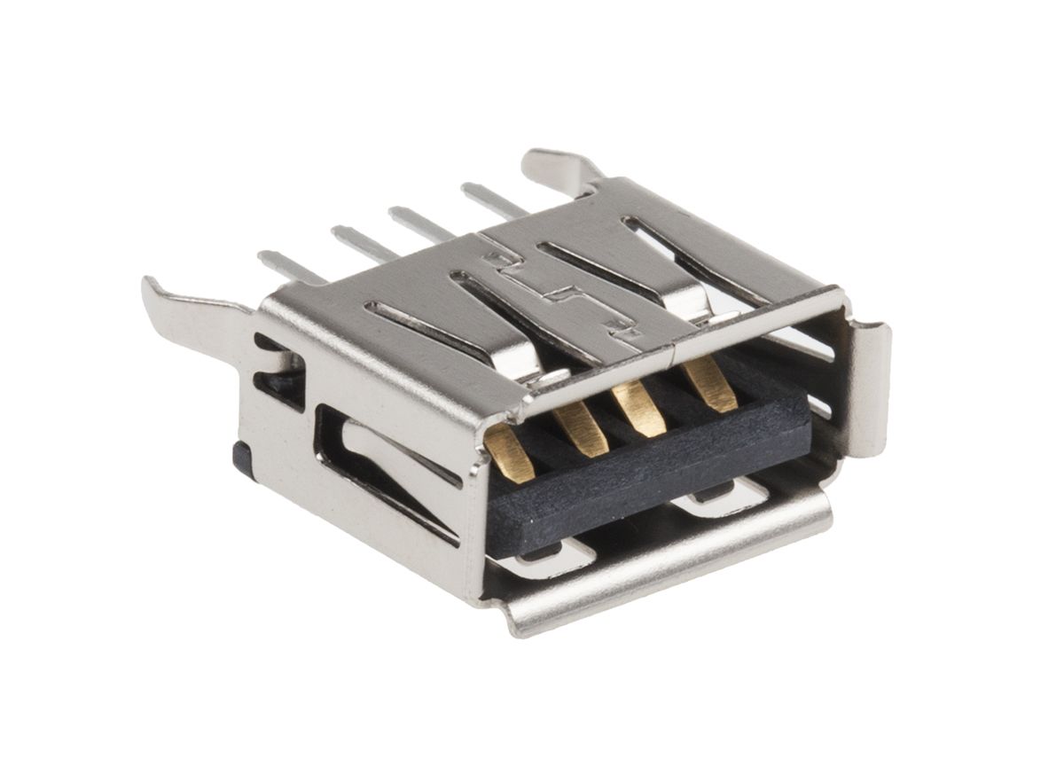 Conector USB Molex 105057-0001, Hembra, , 1 puerto puertos, Recta, Orificio Pasante, Versión 2.0, 30 V, 1.5A 105057