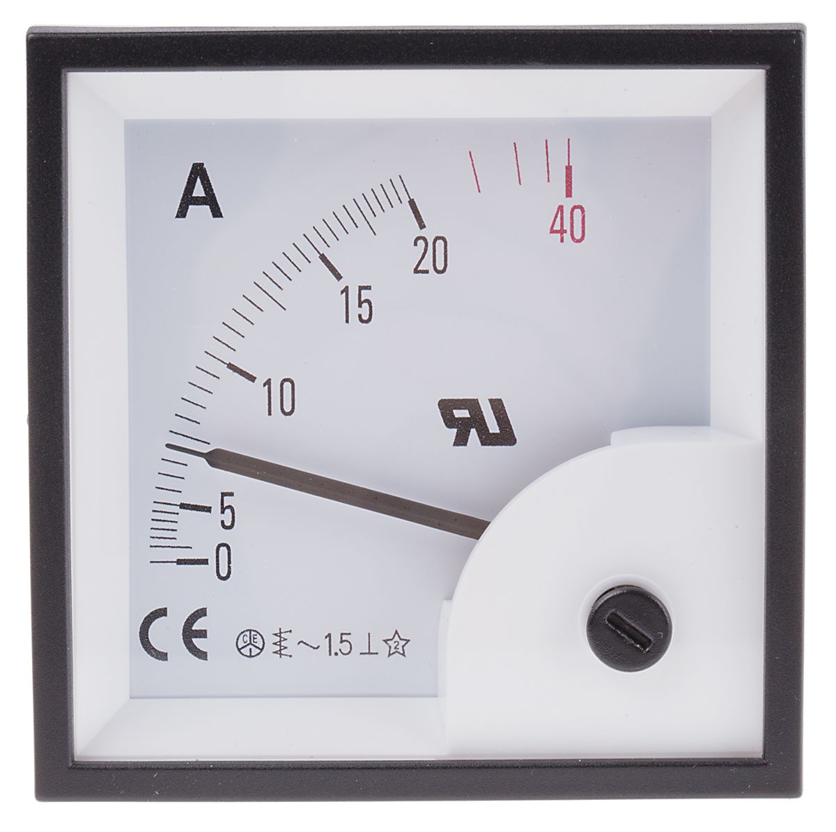 RS PRO Analogue Panel Ammeter 40A AC, 68mm x 68mm, ±1.5 % Moving Iron