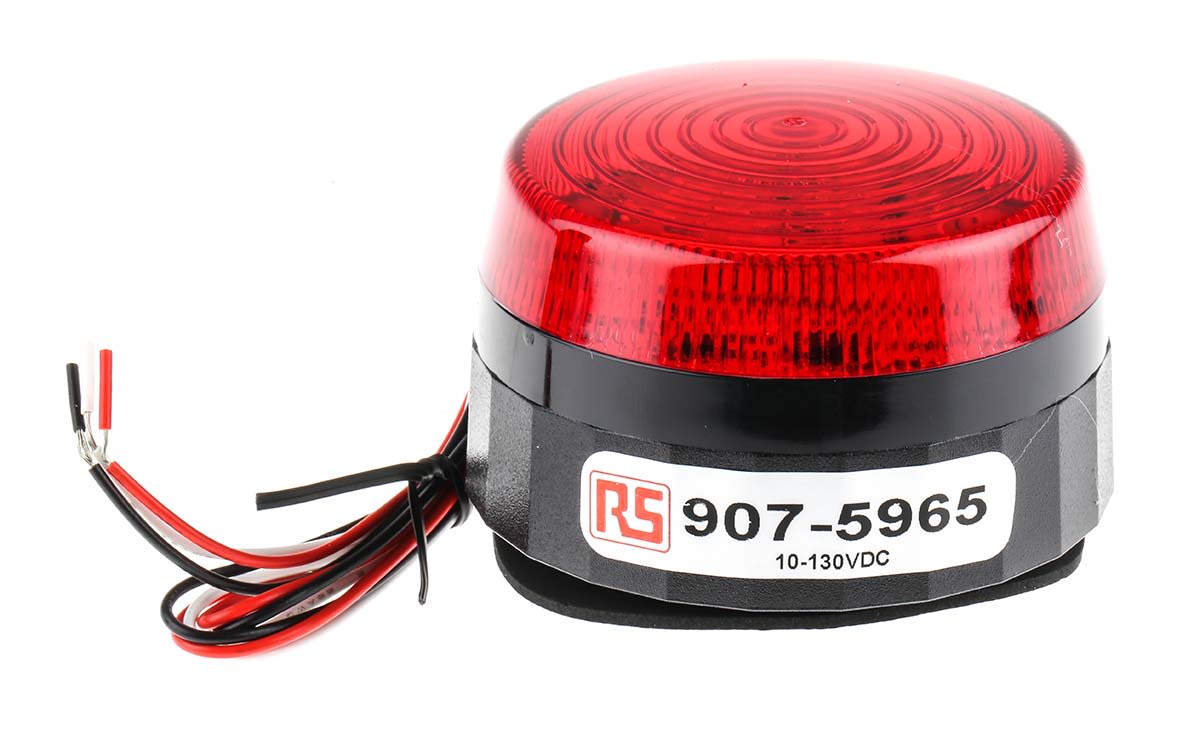 RS PRO Red Flashing Beacon, 10 → 100 V dc, Screw Mount, LED Bulb, IP67